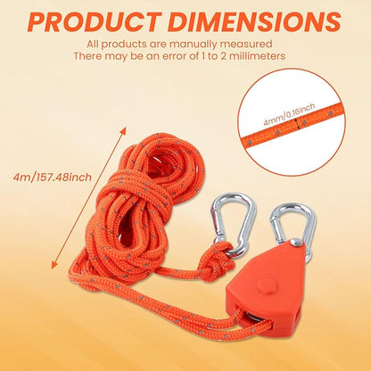 ECOTREK Reflective Ratchet Guy Ropes – Adjustable Tent Tie Down Ropes with Pulley JP5687