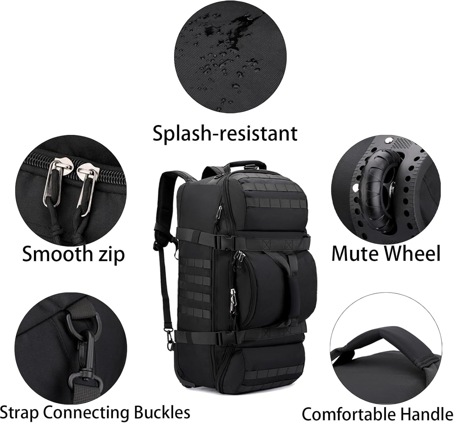 80L Travel Duffel Backpack | Foldable Convertible Holdall with Hidden Straps CP7286