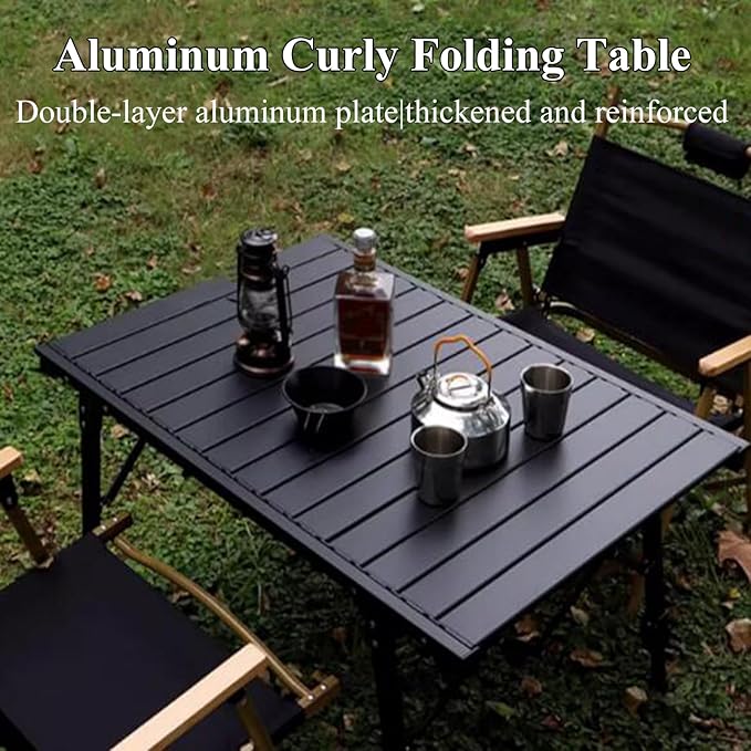 Aluminium Height Adjustable Egg Roll Camping Table – Portable Outdoor Table 89cm ECOTREK