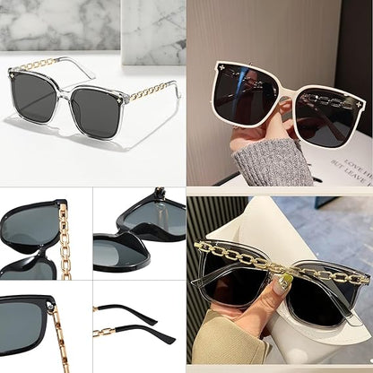 ECOTREK Women’s Oversized Sunglasses – UV400 Retro Square Fashion Shades ECOTREK