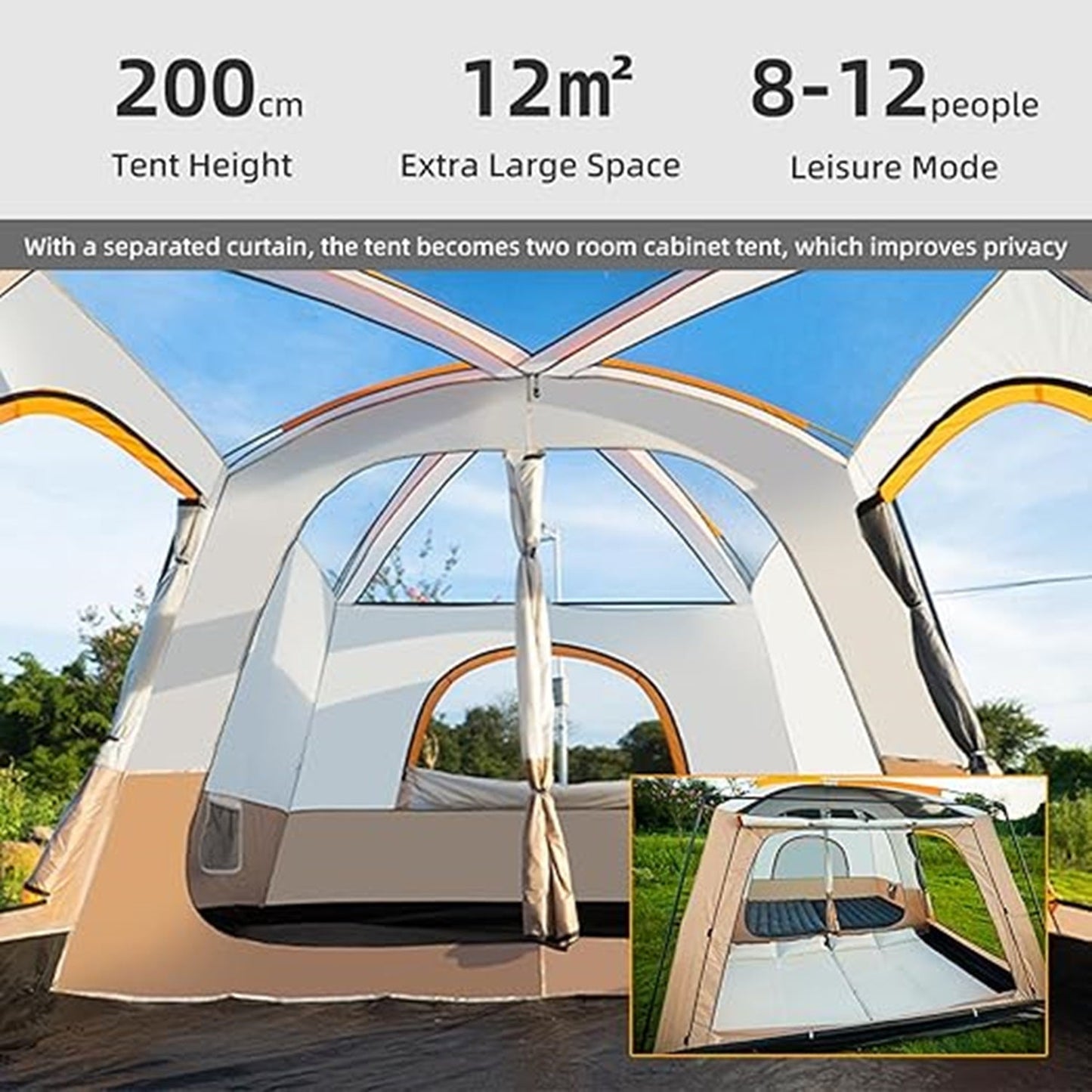 Family Tent –Double layers Waterproof-3 Size Two Colours Aavailable ECOTREK
