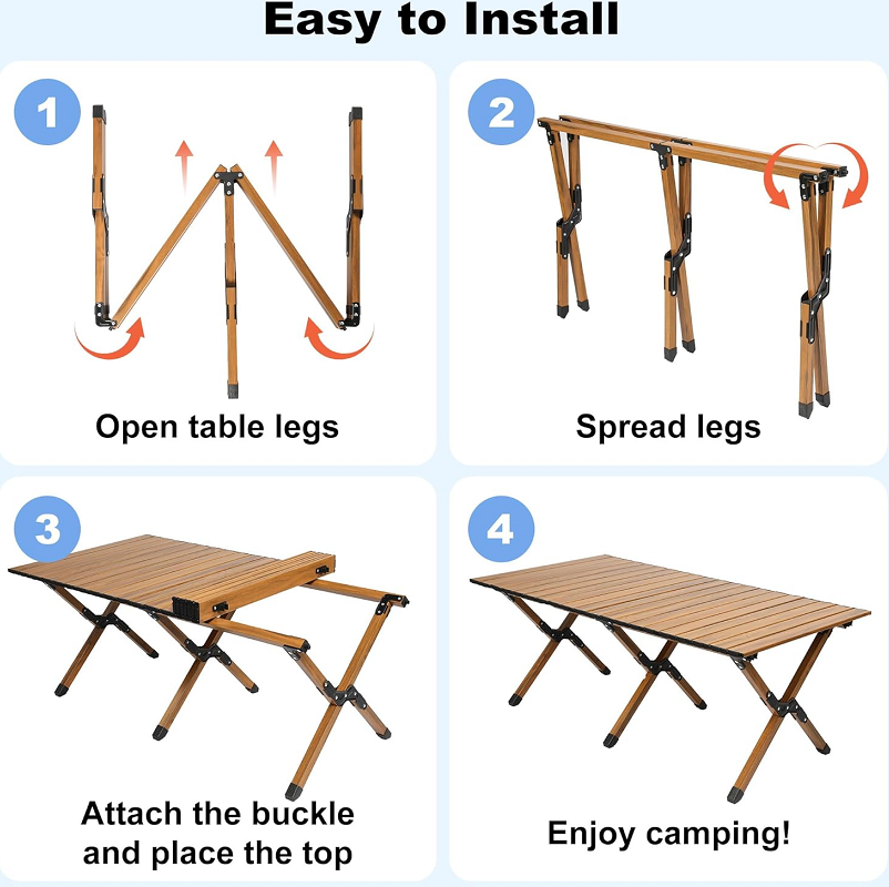 120CM Folding Dining Table Camping Picnic Egg Roll dealonline.co.nz