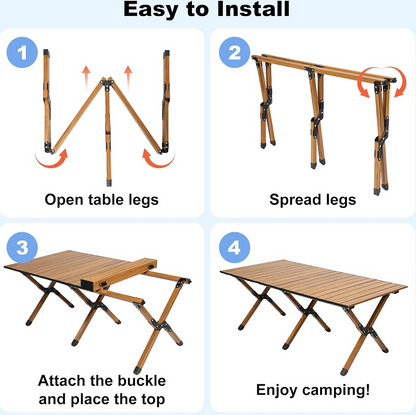 90CM Folding Dining Table Camping Picnic Egg Roll dealonline.co.nz