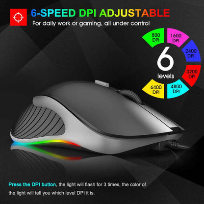 IMICE X6 Wired RGB Gaming Mouse — 6-Button Precision Control | PC Gaming