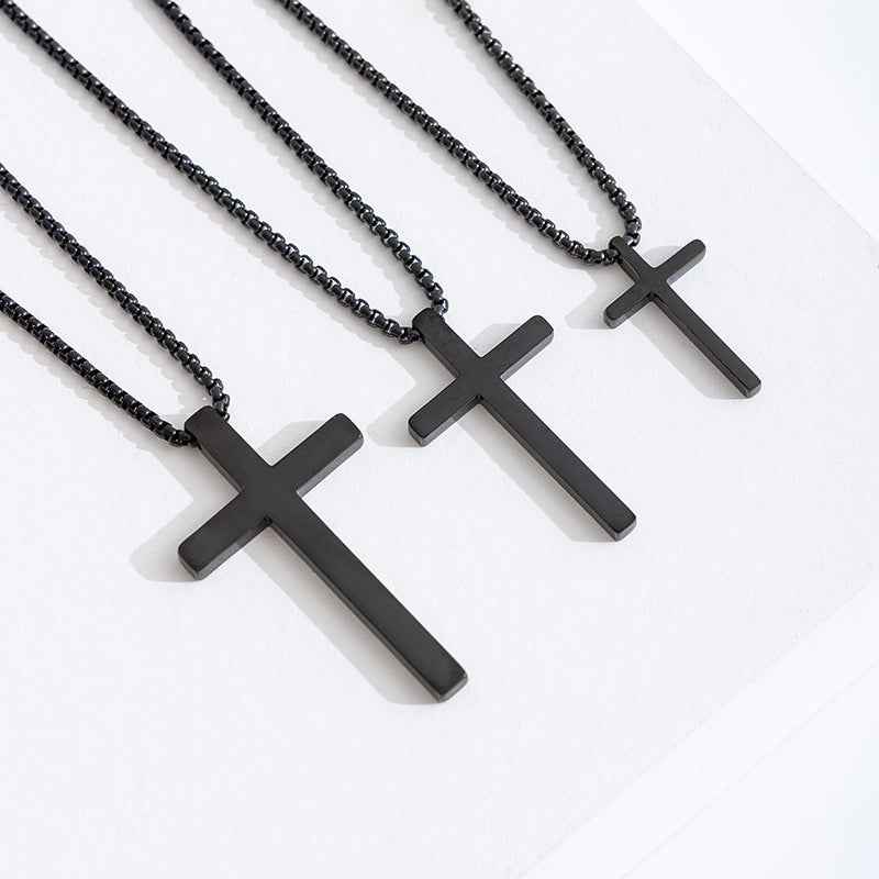 Adjustable Stainless Steel Cross Pendant Necklace