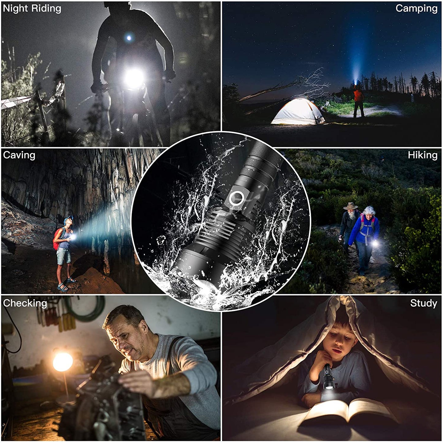 LED Torch Rechargeable High Lumens Flashlight with two 26650 Batteries dealonline.co.nz