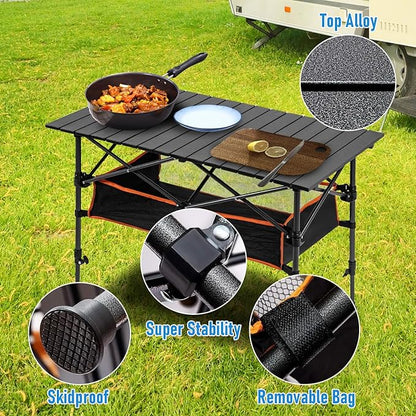 120cm Length Foldable Camping Table – Portable Outdoor Table with Adjustable Height ECOTREK