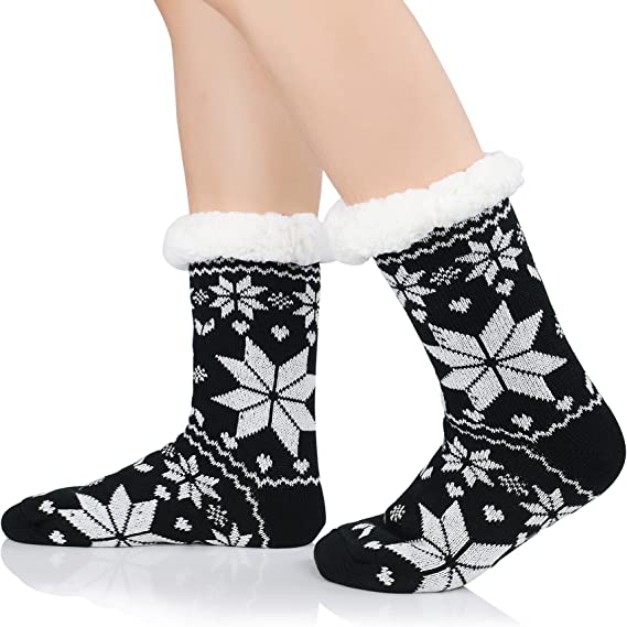 24 Pairs Womens Slipper Fuzzy Socks Winter Super Warm Soft Socks with Grippers dealonline.co.nz