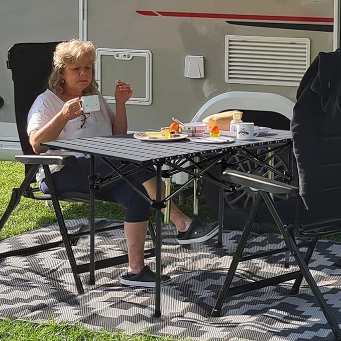 120 cm Portable Folding Camping Table – Roll-Up Outdoor Cooking & Picnic Table ECOTREK