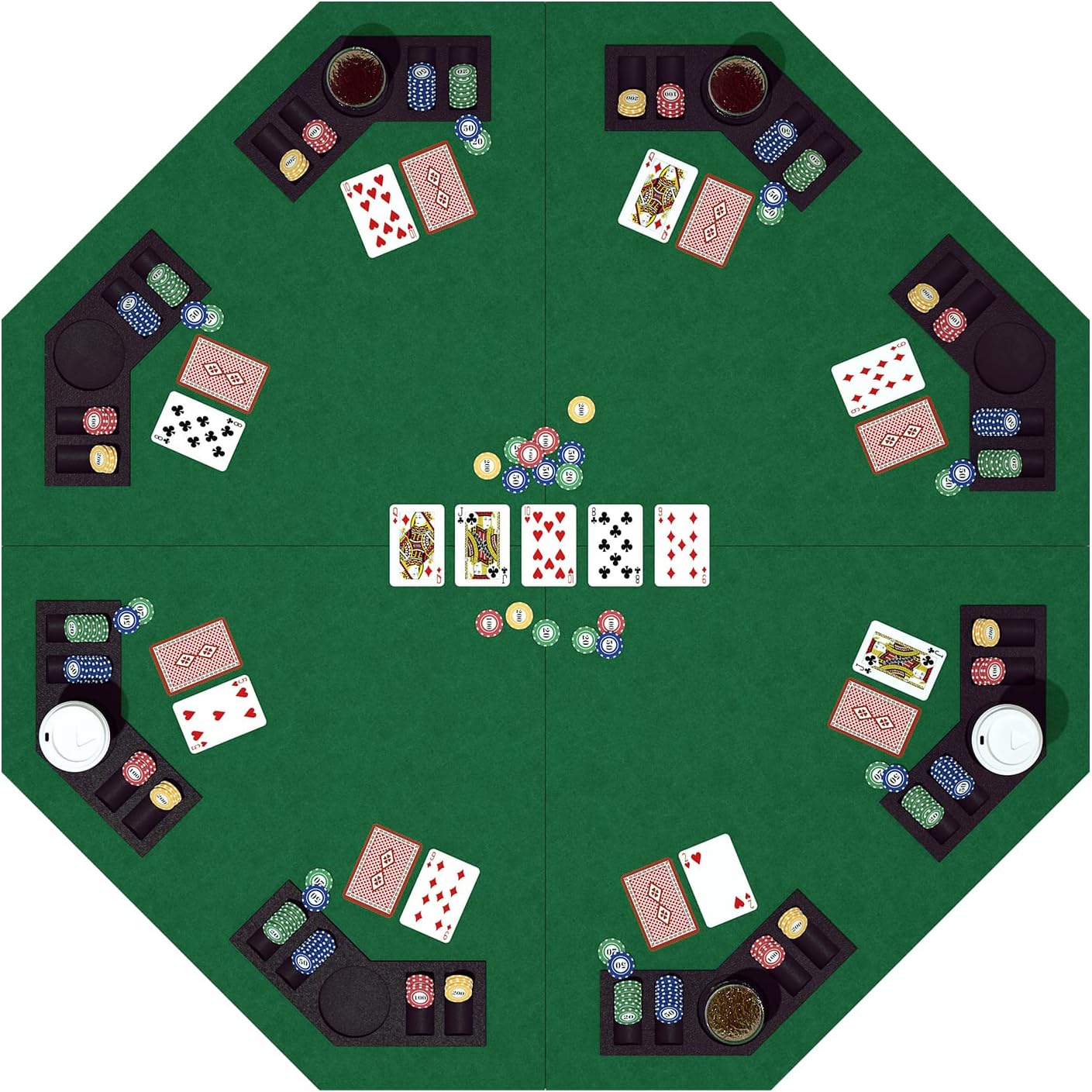 48 Inch Foldable Poker Table Top for 8 Players Chips Tray & Cup Holders Texas dealonline.co.nz