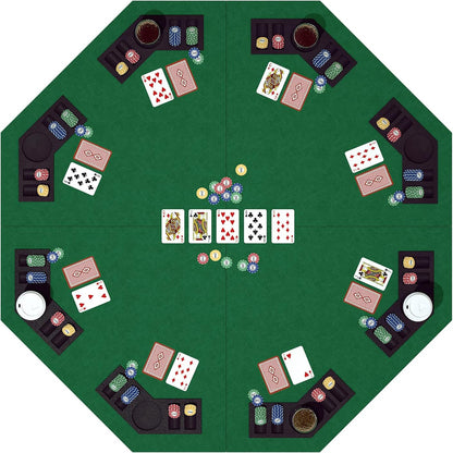 48 Inch Foldable Poker Table Top for 8 Players Chips Tray & Cup Holders Texas dealonline.co.nz