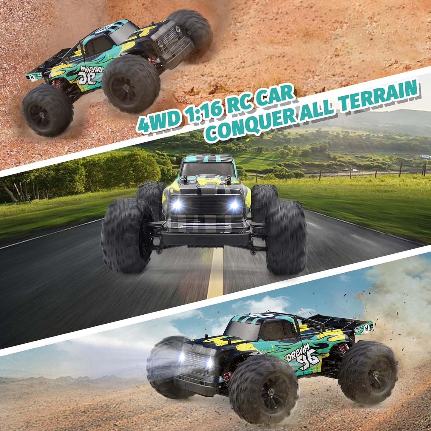 36km/H All Terrains 4WD Electric High Speed RC Truck Off-Road 1:16 Best Toy Gift dealonline.co.nz