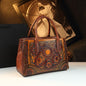 Atmospheric 2025 Retro Women's Bag Embossed Flower Tote Bag Genuine Leather New Ethnic Style Single Shoulder Crossbody Bag Large Capacity
