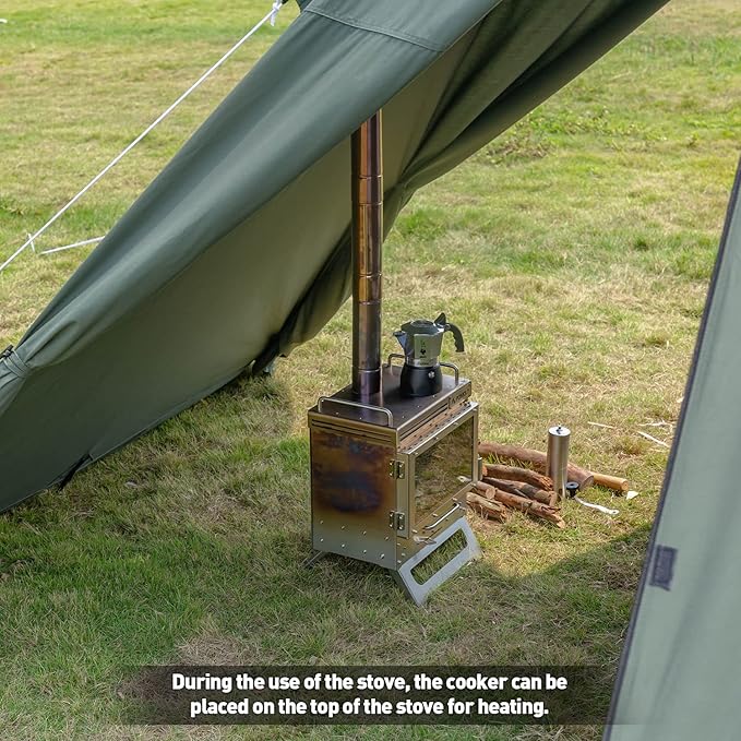 Wood Burning Stove – Outdoor Winter Heating Stove with Fire Viewing Glass ECOTREK