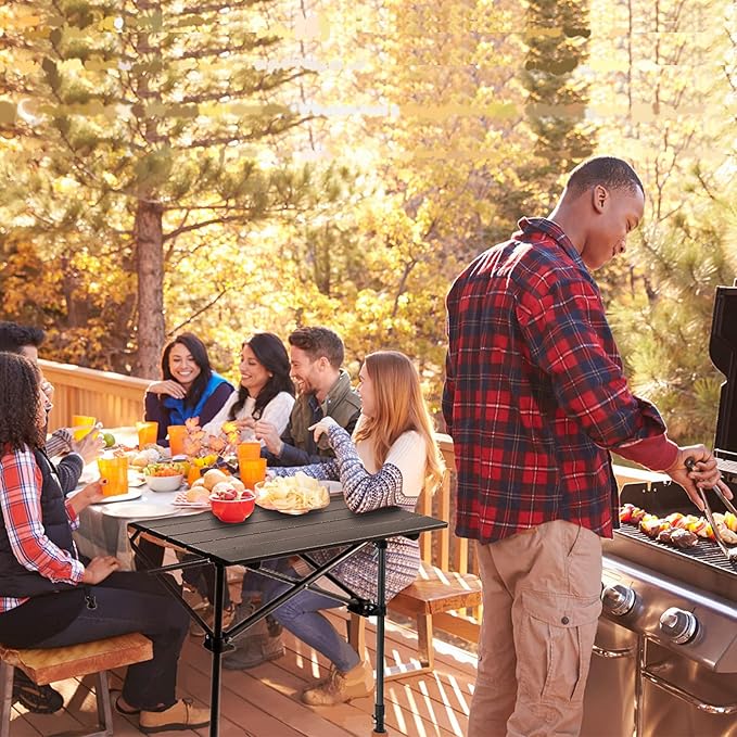 120cm Length Foldable Camping Table – Portable Outdoor Table with Adjustable Height ECOTREK