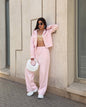 Casual sportswear set with hooded jacket and drawstring pants