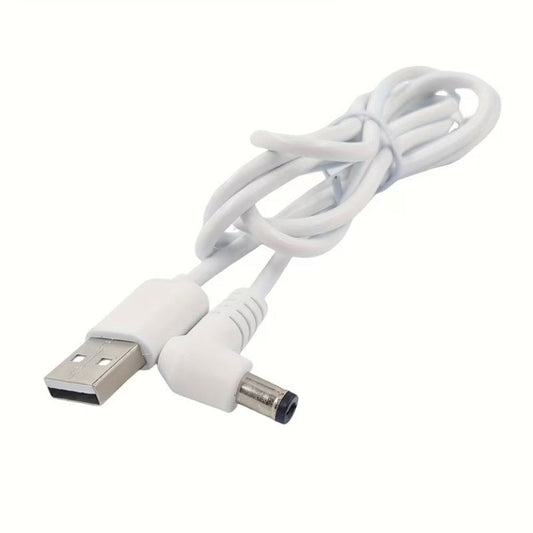 Barrel Jack Power Cable (Elbow) - 5.5mm x 2.1mm charger (White) 1m 9eight5