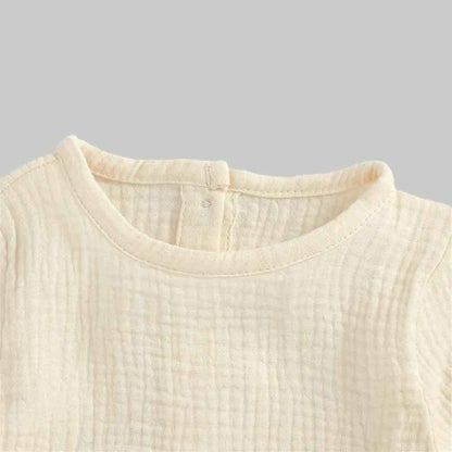 Muslin Full Sleeve Dress - Cream