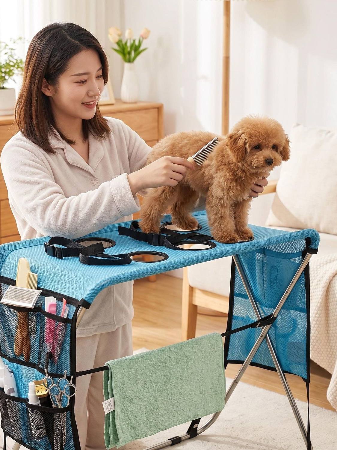 Fold & Groom Pet Grooming Table for Cats & Dogs
