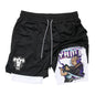 Anime Print Double Layer Casual Shorts