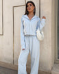 Casual sportswear set with hooded jacket and drawstring pants