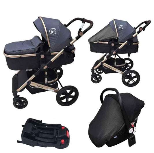 Preorder - Supra - 3 in 1 Stroller + Bassinet + Capsule Car Seat Combo with Mattress, Food Tray and Grey Skin