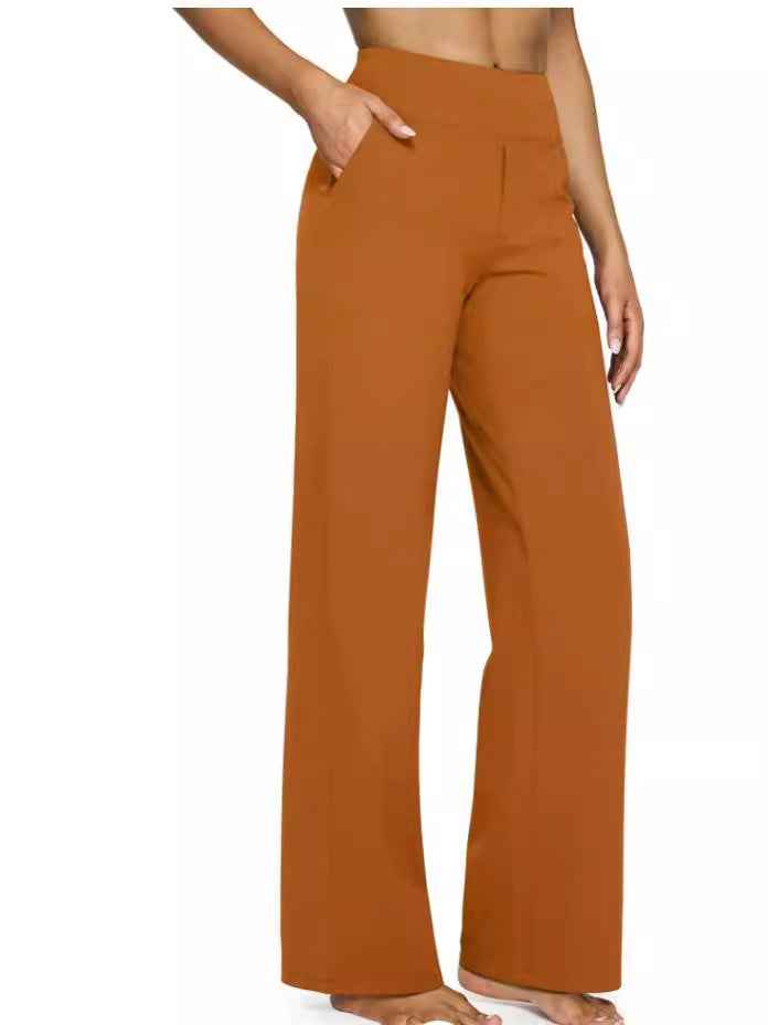 Casual high-waisted straight leg pants