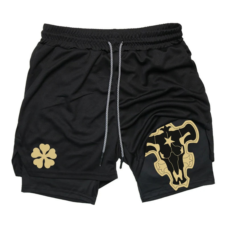 Anime Print Double Layer Casual Shorts