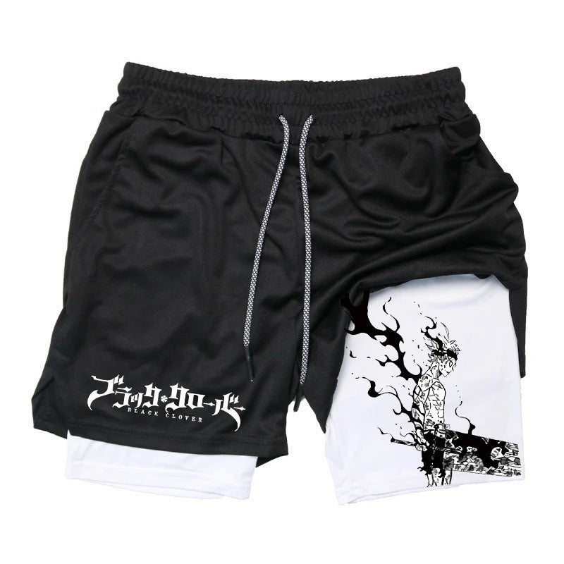 Anime Print Double Layer Casual Shorts