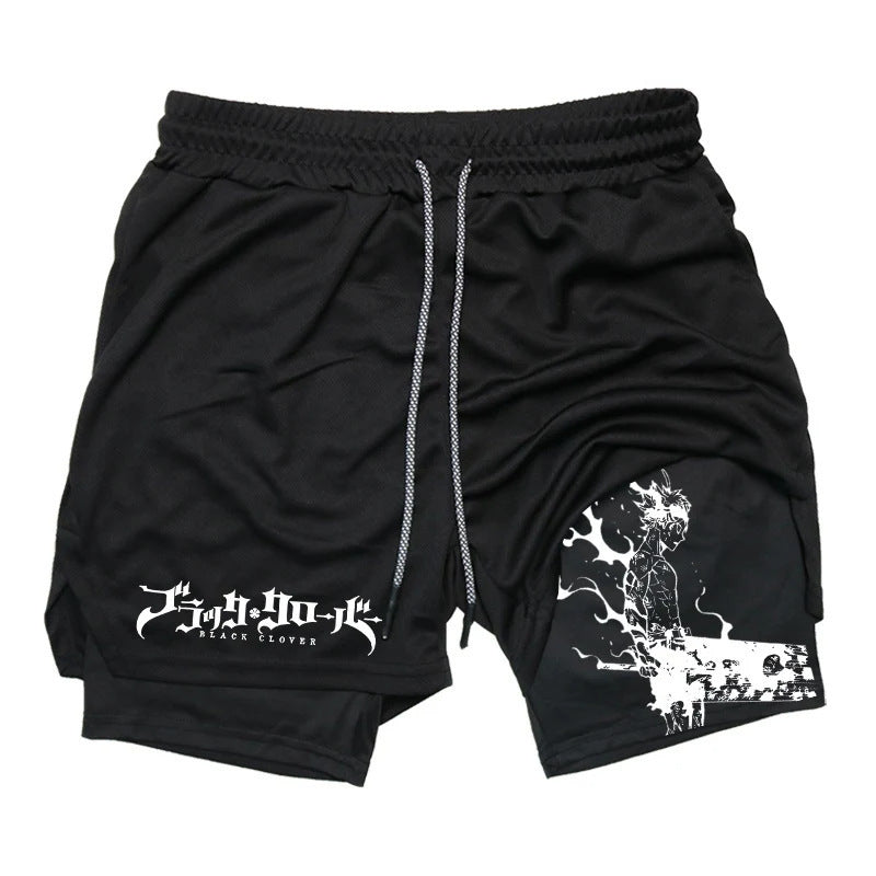 Anime Print Double Layer Casual Shorts