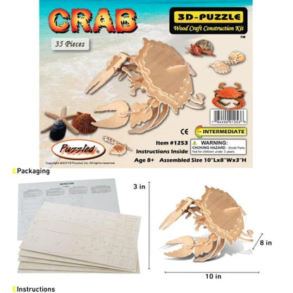 3D crab puzzle by 9eight5 showing assembled realistic crab with detailed texture and vibrant colors.