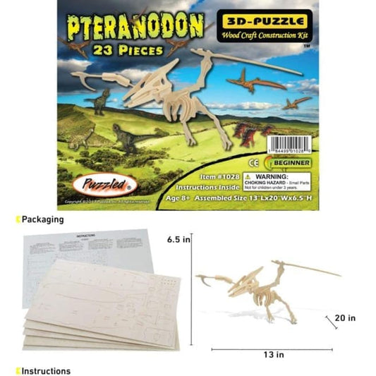 3D Pteranodon puzzle by 9eight5, showcasing the assembled dinosaur model with detailed wings and head in a natural pose.