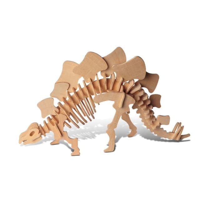Large 3D Stegosaurus puzzle by 9eight5, showcasing detailed dinosaur model assembled from interlocking puzzle pieces.