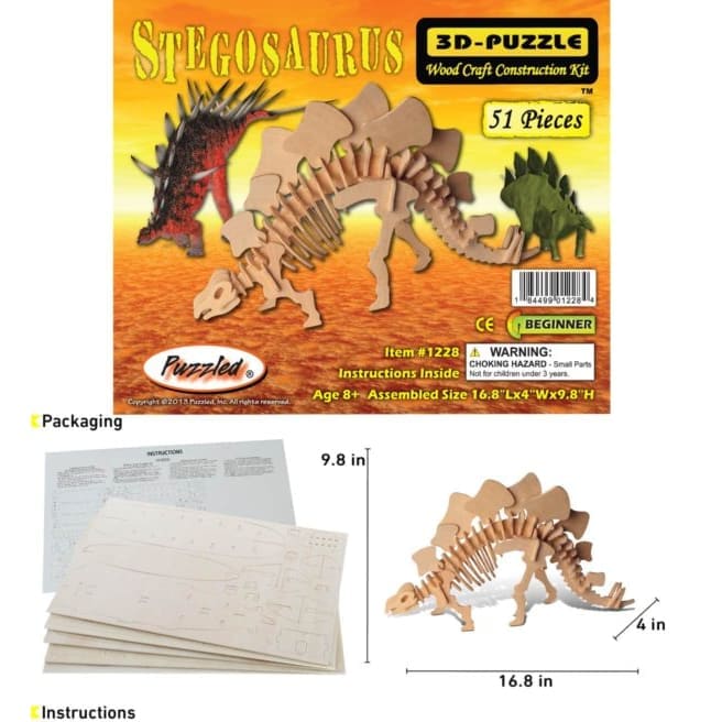 Large 3D Stegosaurus puzzle by 9eight5, featuring detailed dinosaur model for assembling and display.