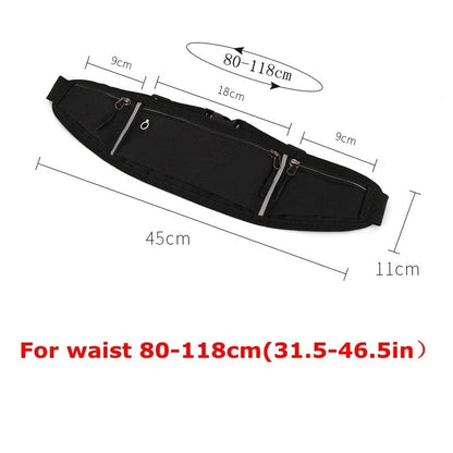 Black 9eight5 running waist bag with adjustable strap, compact size ideal for exercise and outdoor activities