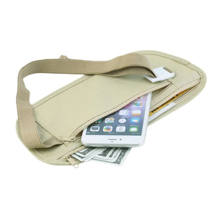 Black 9eight5 travel waist bag worn around the waist, suitable for carrying essentials during travel and outdoor activities.