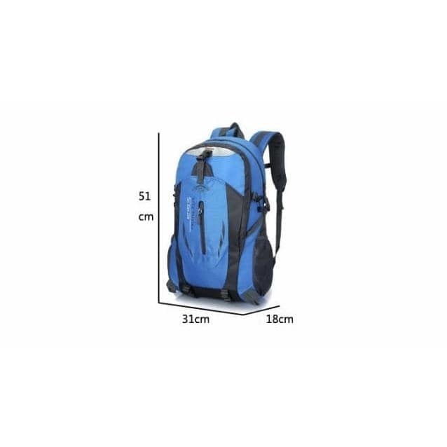 Green and black 9eight5 backpack with adjustable straps, spacious main compartment, and sleek design, measuring 51cm x 31cm x 18cm.