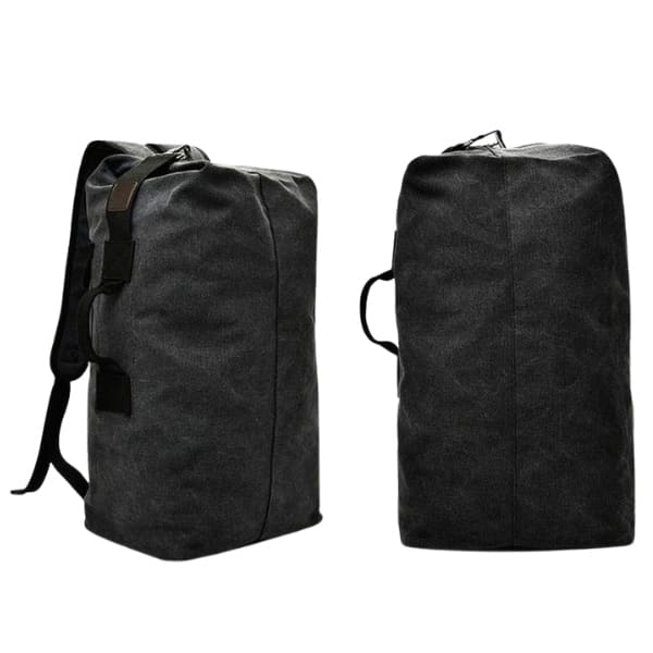 Khaki 9eight5 backpack with duffel bag design, military style, 55cm x 30cm x 20cm, durable canvas with multiple compartments.