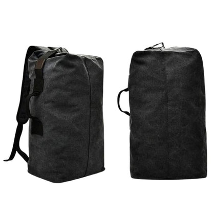 Khaki 9eight5 backpack with duffel bag design, military style, 55cm x 30cm x 20cm, durable canvas with multiple compartments.