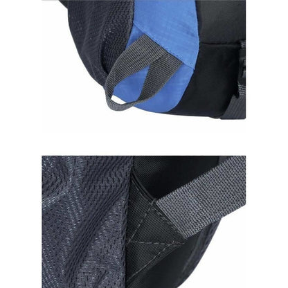 Blue and black 9eight5 multi-use backpack, 51cm x 31cm x 18cm, with padded straps and multiple compartments.