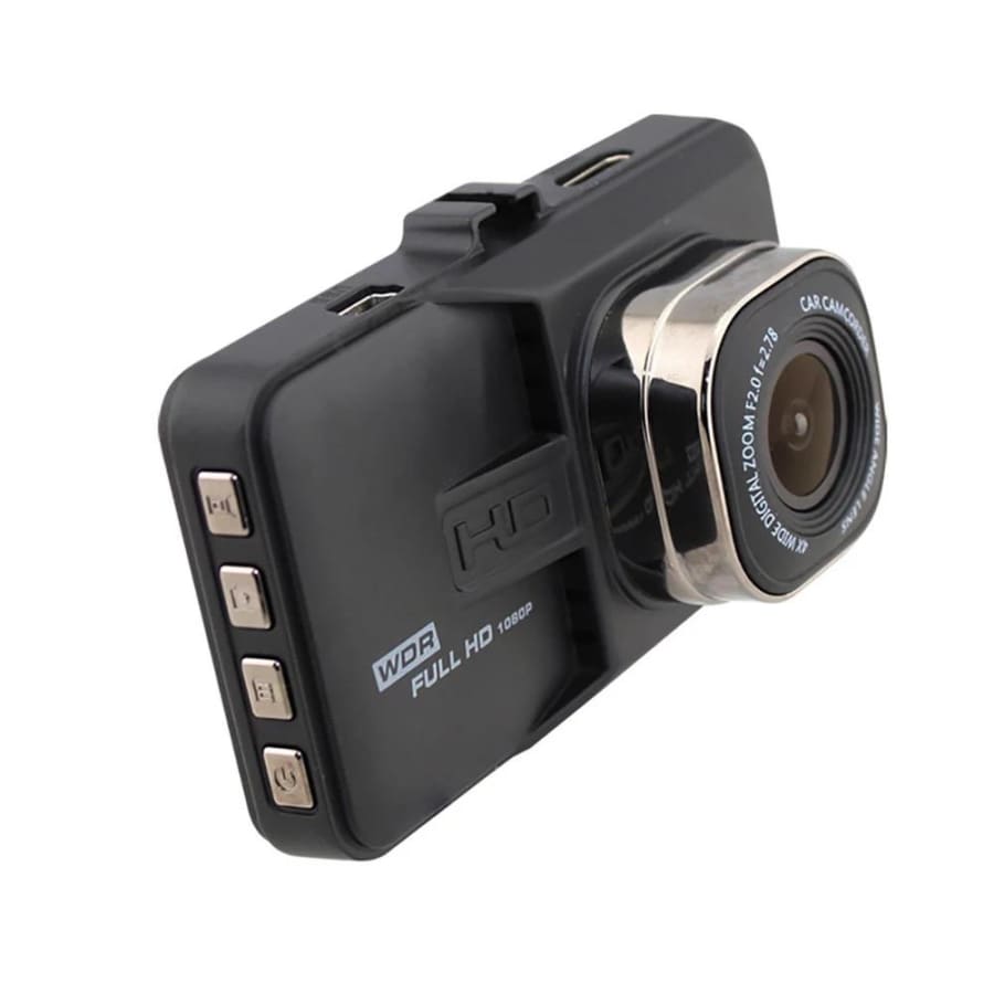 9eight5 dash cam showing a compact camera with a lens, supporting 4GB to 32GB memory cards for vehicle recording.