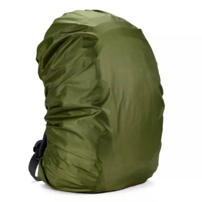 Army green 9eight5 waterproof backpack cover for 35L packs, providing protection against rain and moisture.