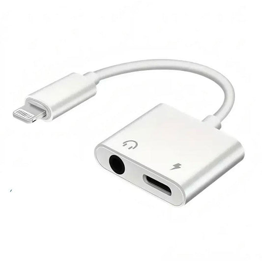 9eight5 Lightning Audio & Charge Adapter showcasing a compact electronics accessory for iPhone charging and audio connection.