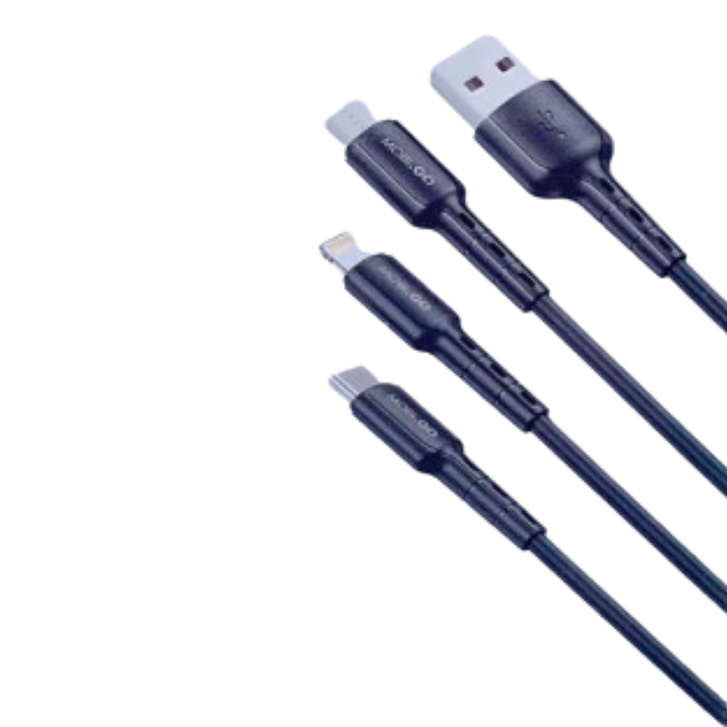 9eight5 Mobigo 1.2m 3-in-1 cable for electronics accessories, featuring multiple connectors in a compact design
