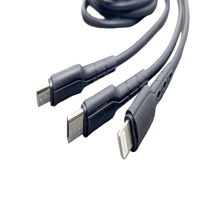 9eight5 Mobigo 1.2m 3-in-1 electronic cable with multiple connector types, suitable for charging and data transfer.