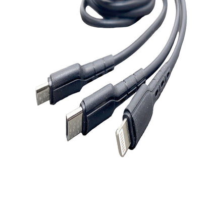 9eight5 Mobigo 1.2m 3-in-1 electronic cable with multiple connector types, suitable for charging and data transfer.
