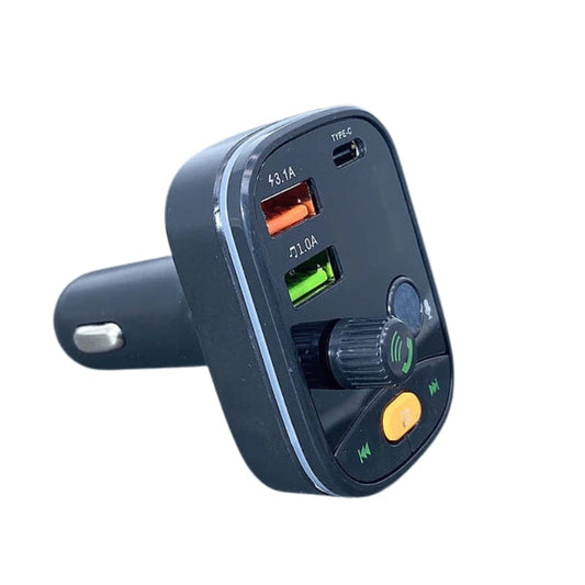 9eight5 Maxguard car charger and Bluetooth kit with USB ports and audio controls, designed for electronics accessories.