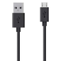 Black 1m USB-A to micro-USB charger cable for Huawei phones by 9eight5, showing the cable connected to a Huawei device.