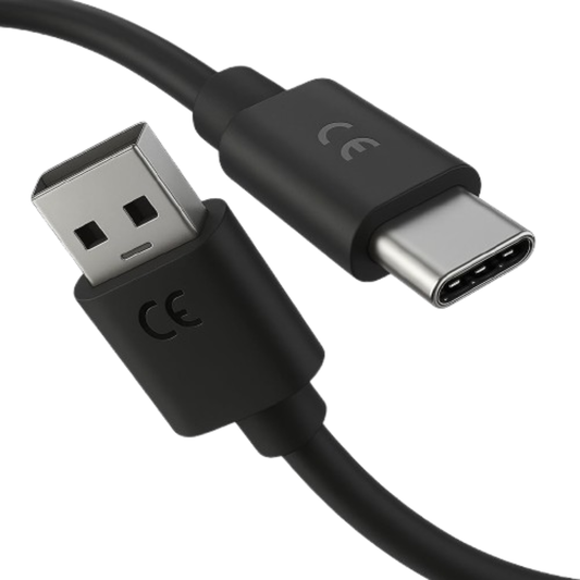 Black 9eight5 USB-A to USB-C charger cable for Motorola phones, 1 meter long, durable electronics accessory.