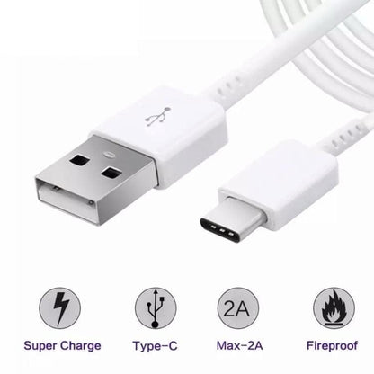 White 9eight5 USB to Type C charger cable for Samsung phones and tablets, 1.2 meters long, durable electronics accessory.